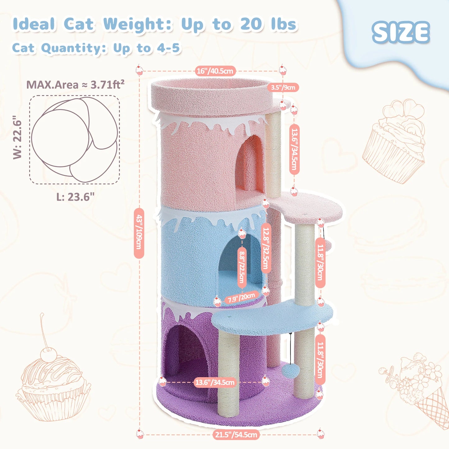 PAWZ Road Multi Level Cat Tree Tower With Perch Indoor