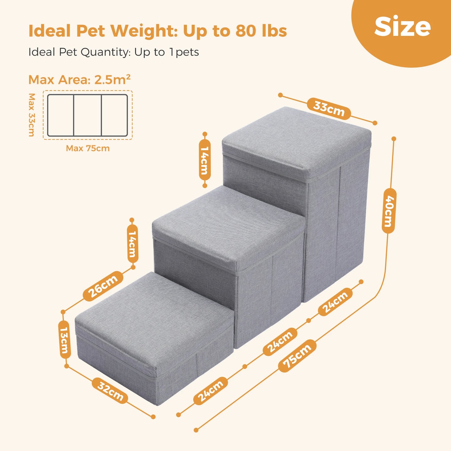 Foldable Dog Stairs with Storage Box for Small Pets