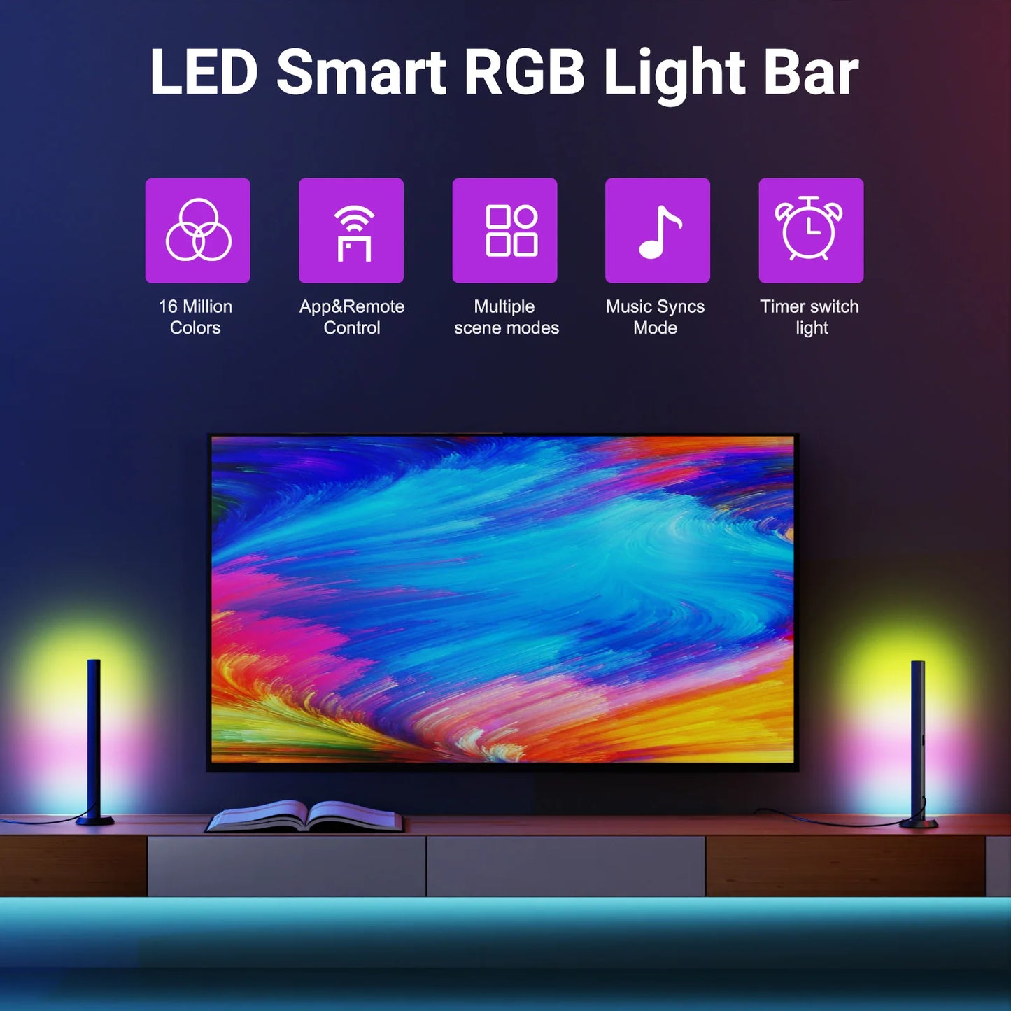 Smart LED Light Bars with Music Sync and Scene Modes