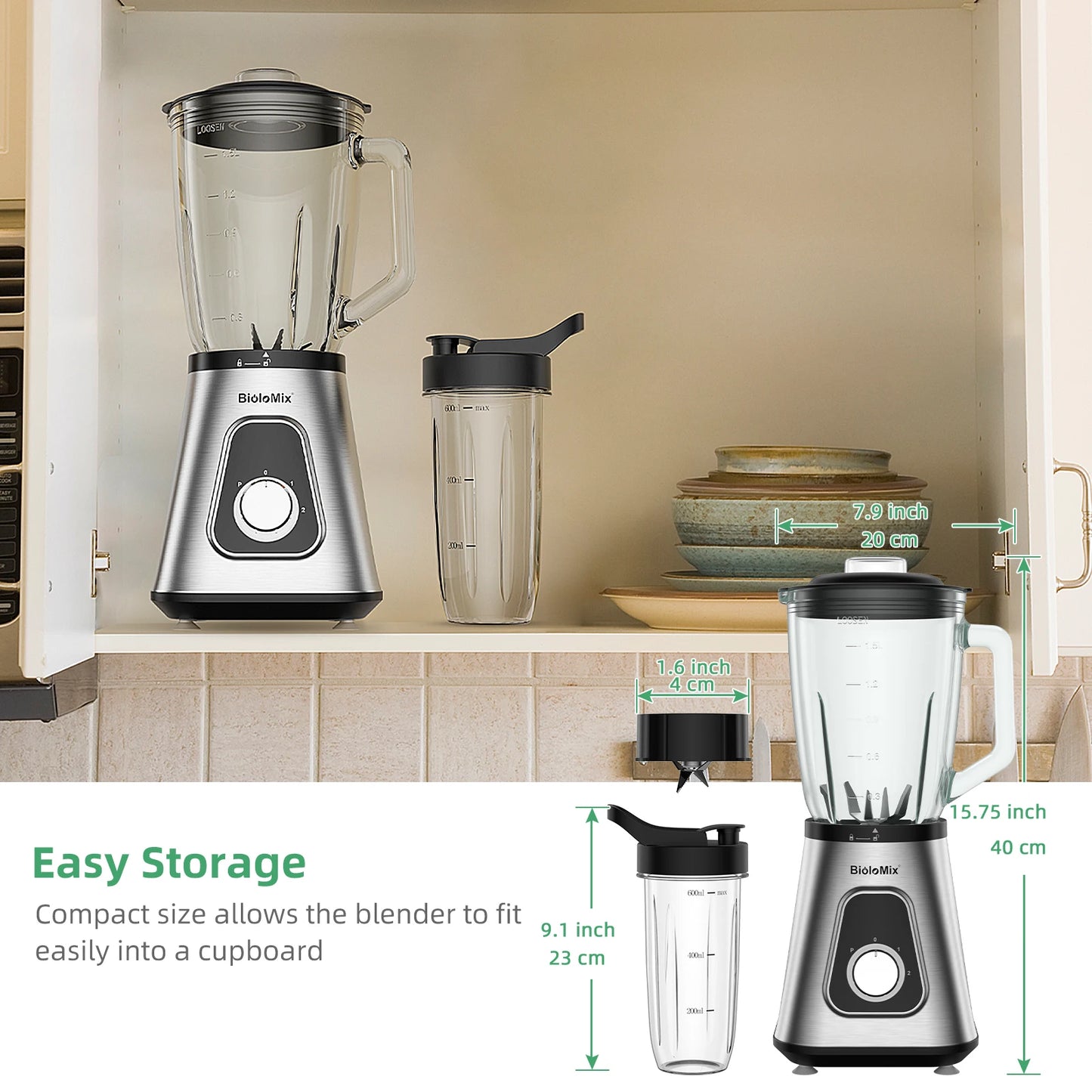 BioloMix Smoothie Blender for Frozen Fruit Drinks and Sauces