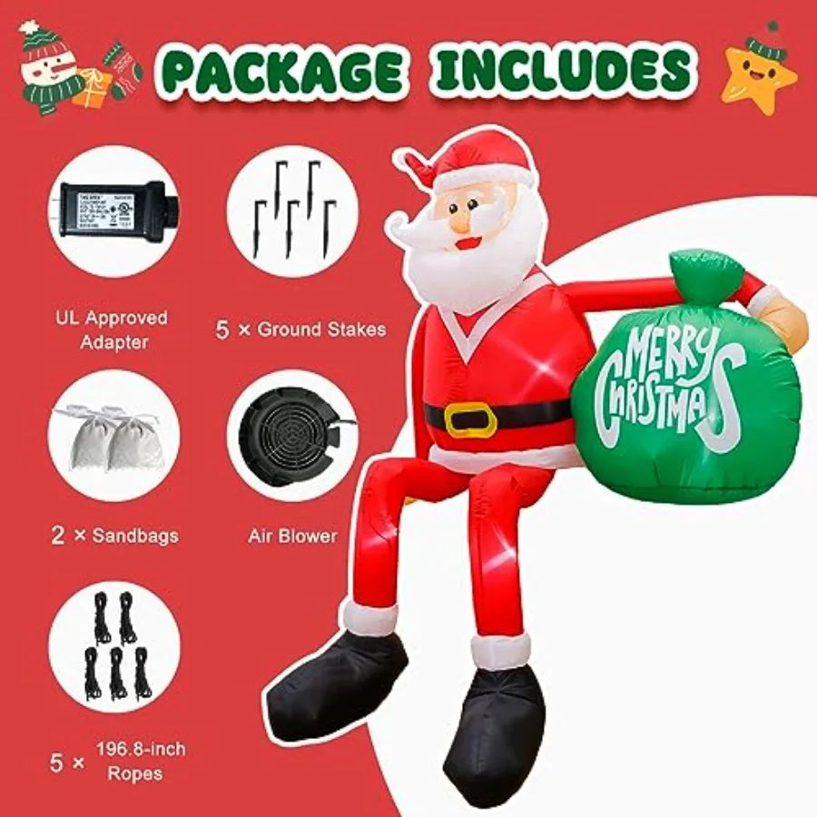 Seasonal Outdoor Santa Inflatable Decoration With Brilliant LED Illumination Christmas