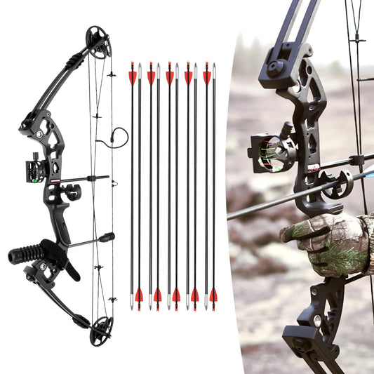 Compound Bow Right Hand Hunting Kit with Sight and Accessories