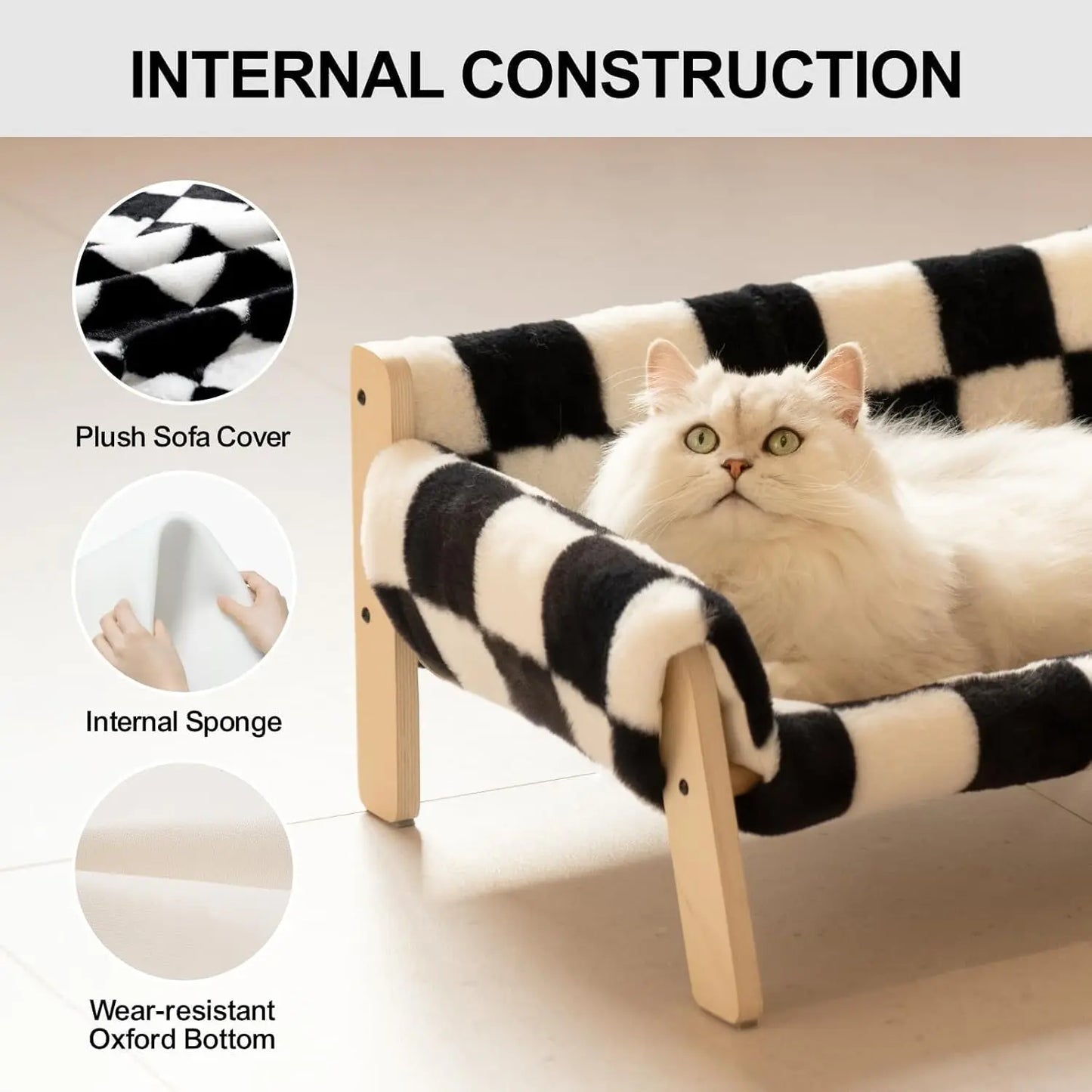 Mewoofun Elevated Cat Couch Bed with Removable Mattress Cover