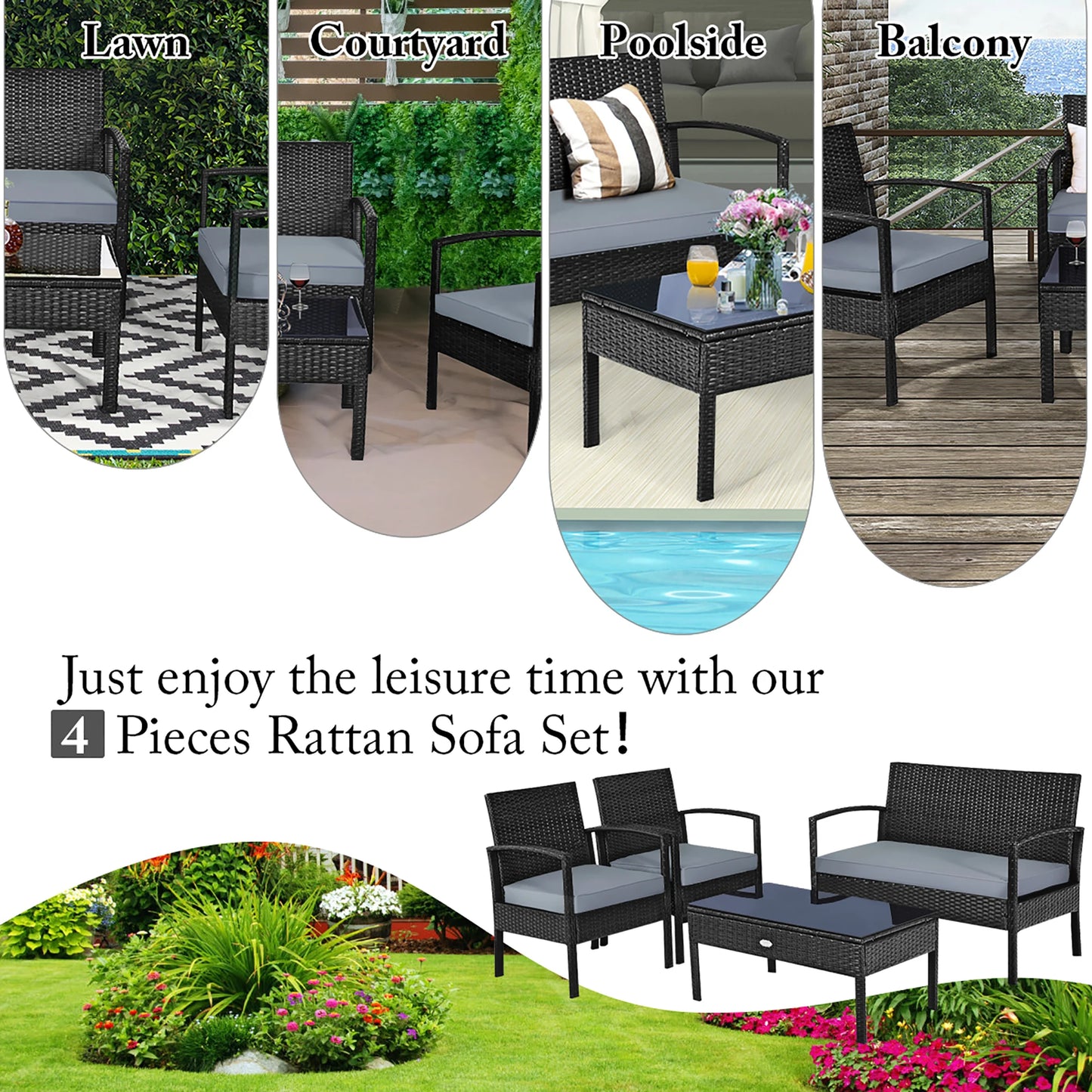 Patio Rattan Furniture Set for Relaxing Garden Deck Moments