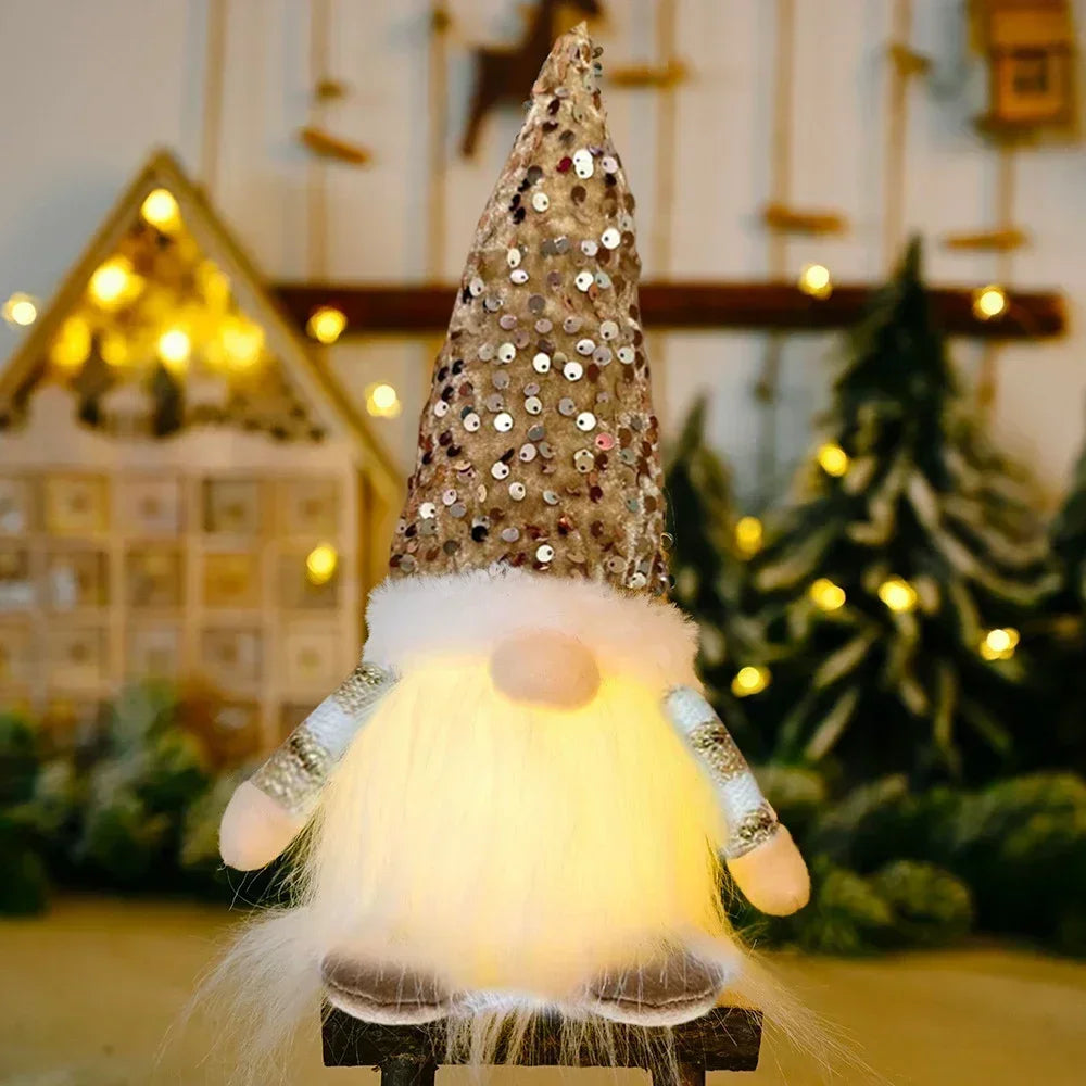 Exquisitely Luxurious Glowing Handcrafted Gnome Ornament With UltraBright LEDs Decor
