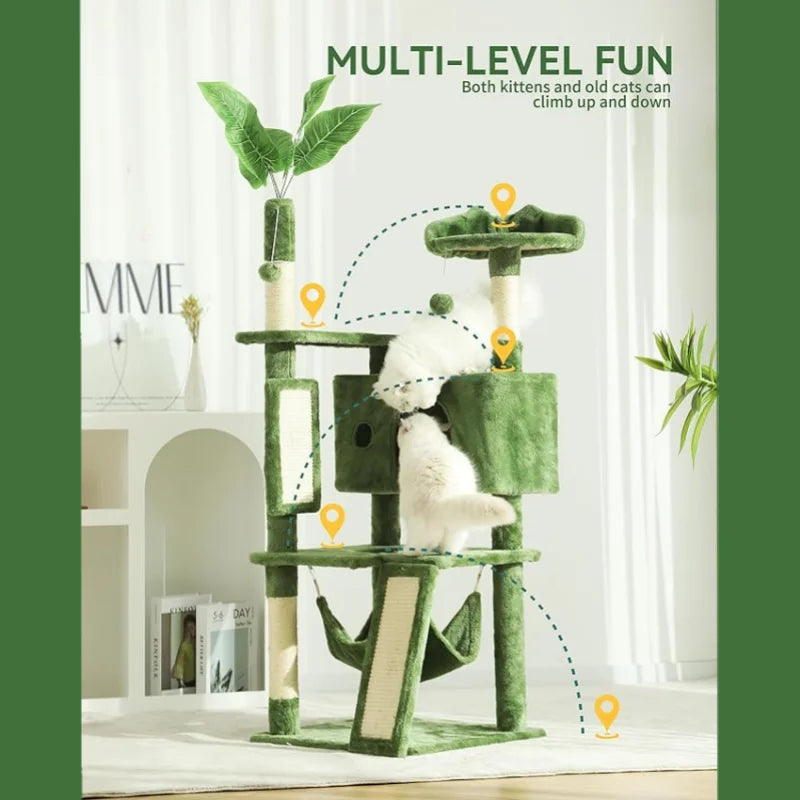 Indoor Cat Tree Tower With Scratching Board And Perch