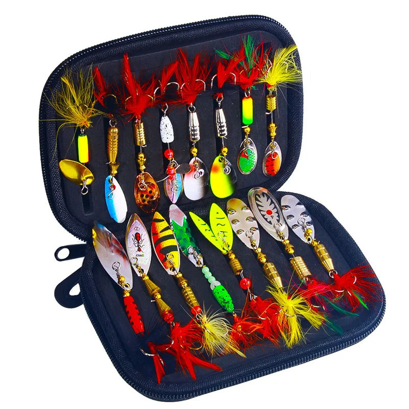 16PCS Spinner Lures Metal Bait Fishing Lure Spinnerbait