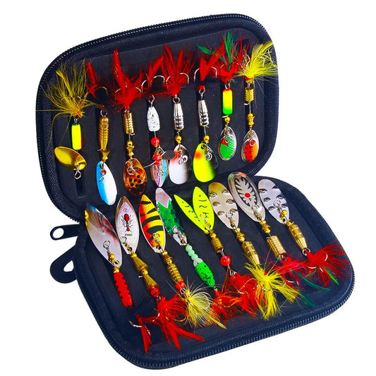 16PCS Spinner Lures Metal Bait Fishing Lure Spinnerbait
