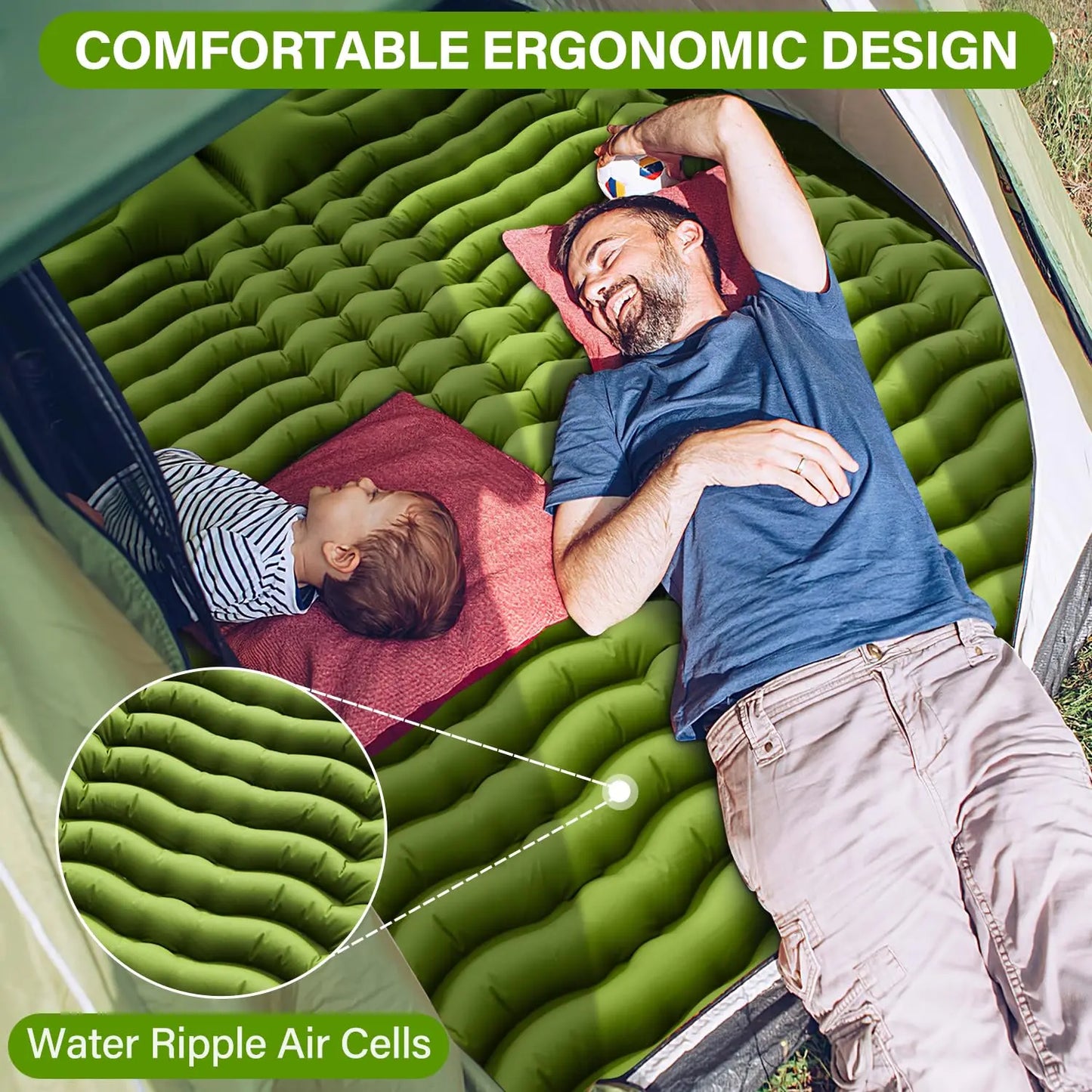 WestTune Double Sleeping Pad With Built In Pillow Pump