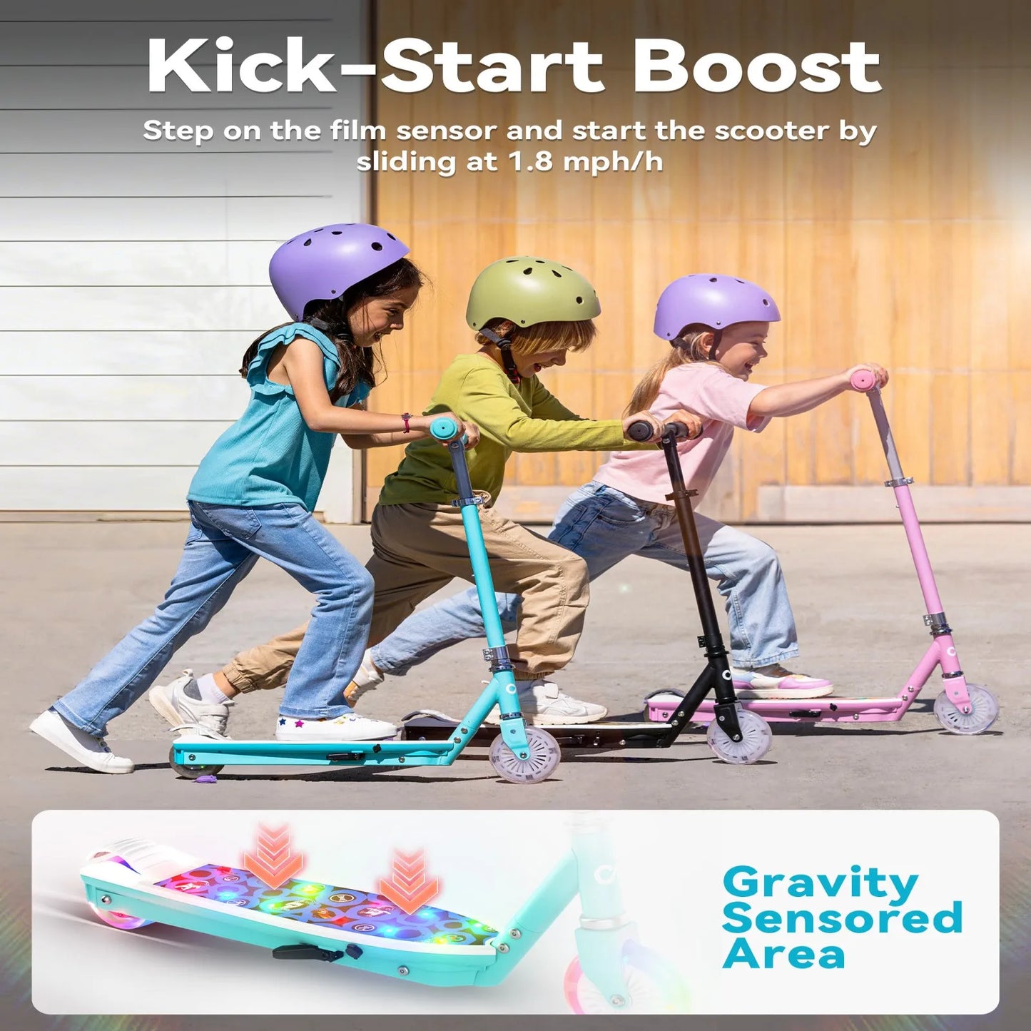 Kids Electric Scooter With LED Wheels And Adjustable Height
