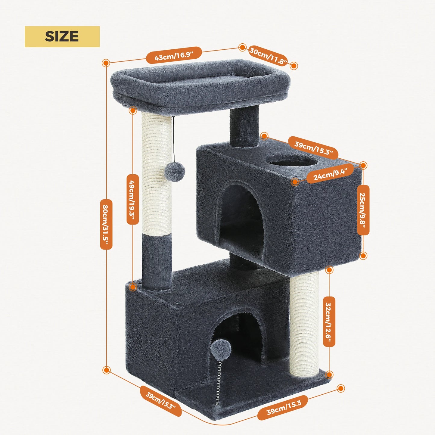 Multi Level Indoor Cat Tree Tower With Spacious Condos
