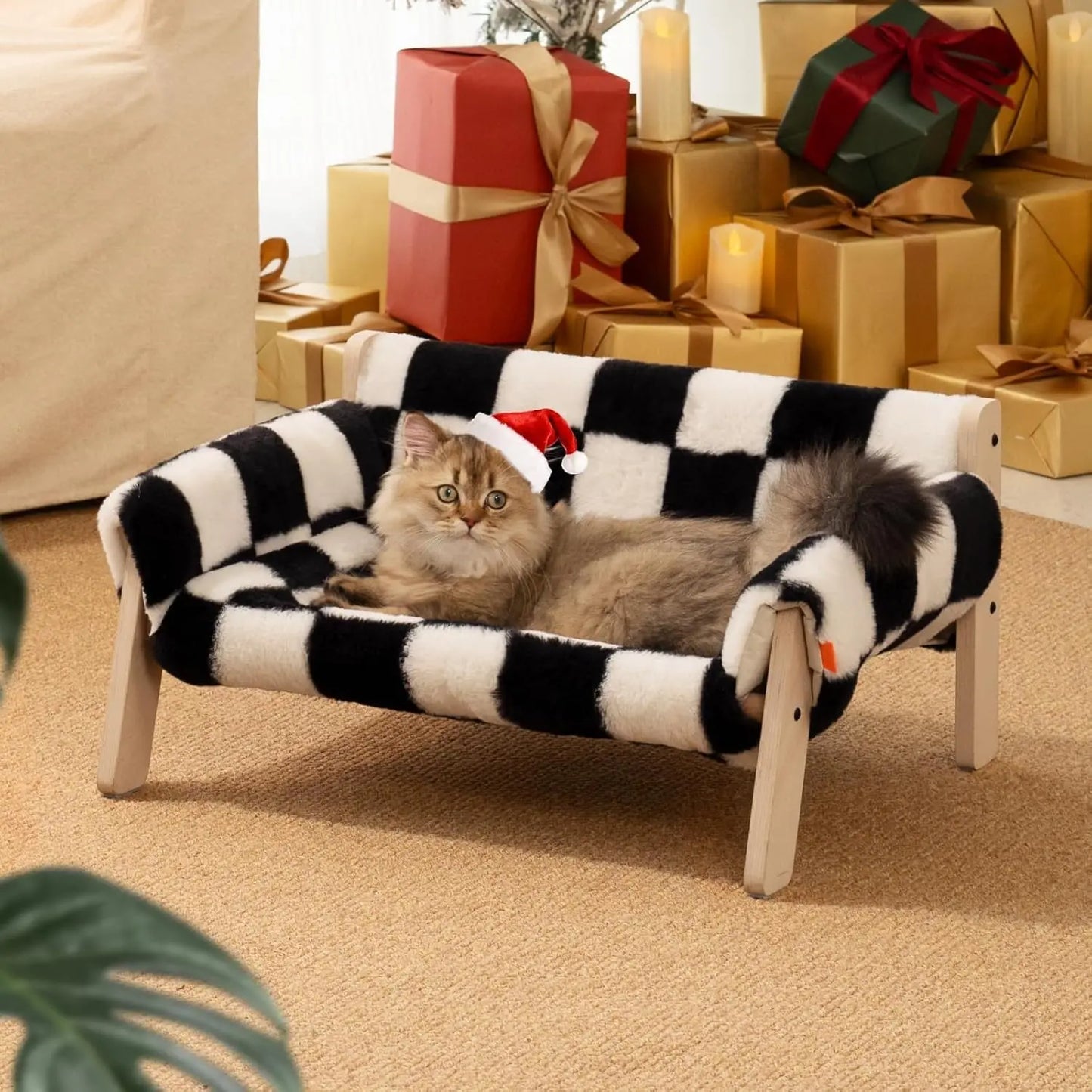 Mewoofun Elevated Cat Couch Bed with Removable Mattress Cover