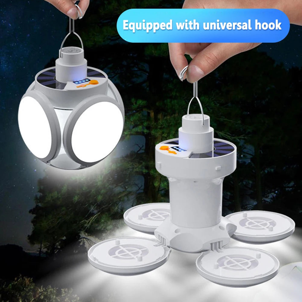 LED Solar Camping Light Bulb Portable Rechargeable Lantern for Outdoors