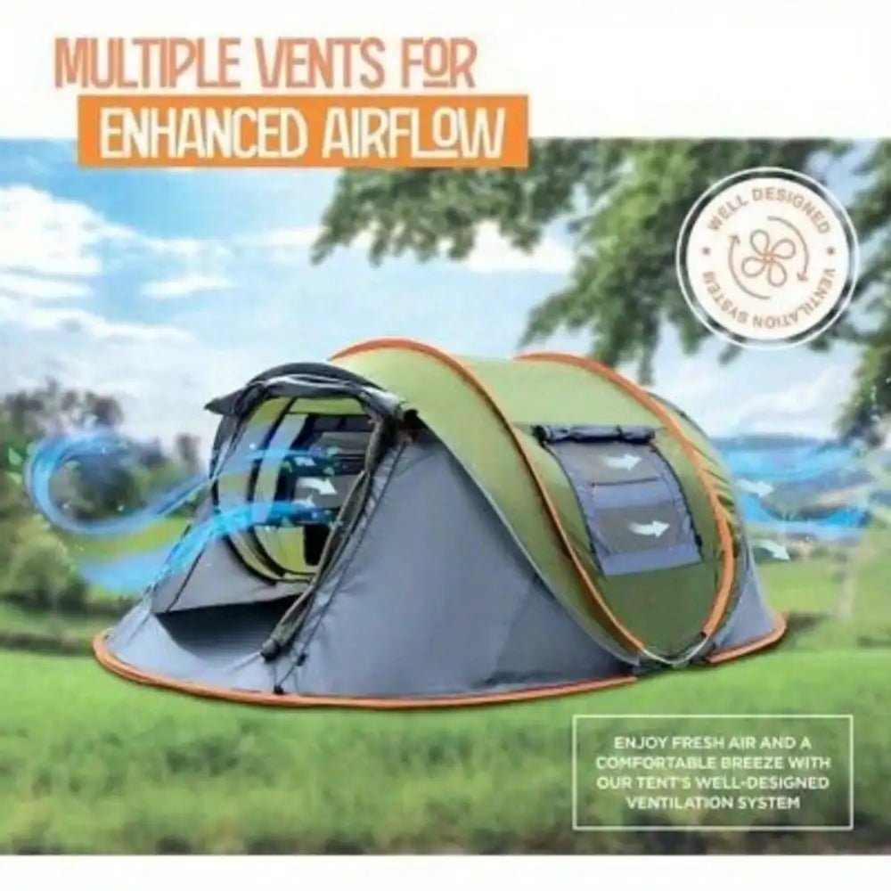 Easy Pop Up Camping Tent for Four with Dual Doors