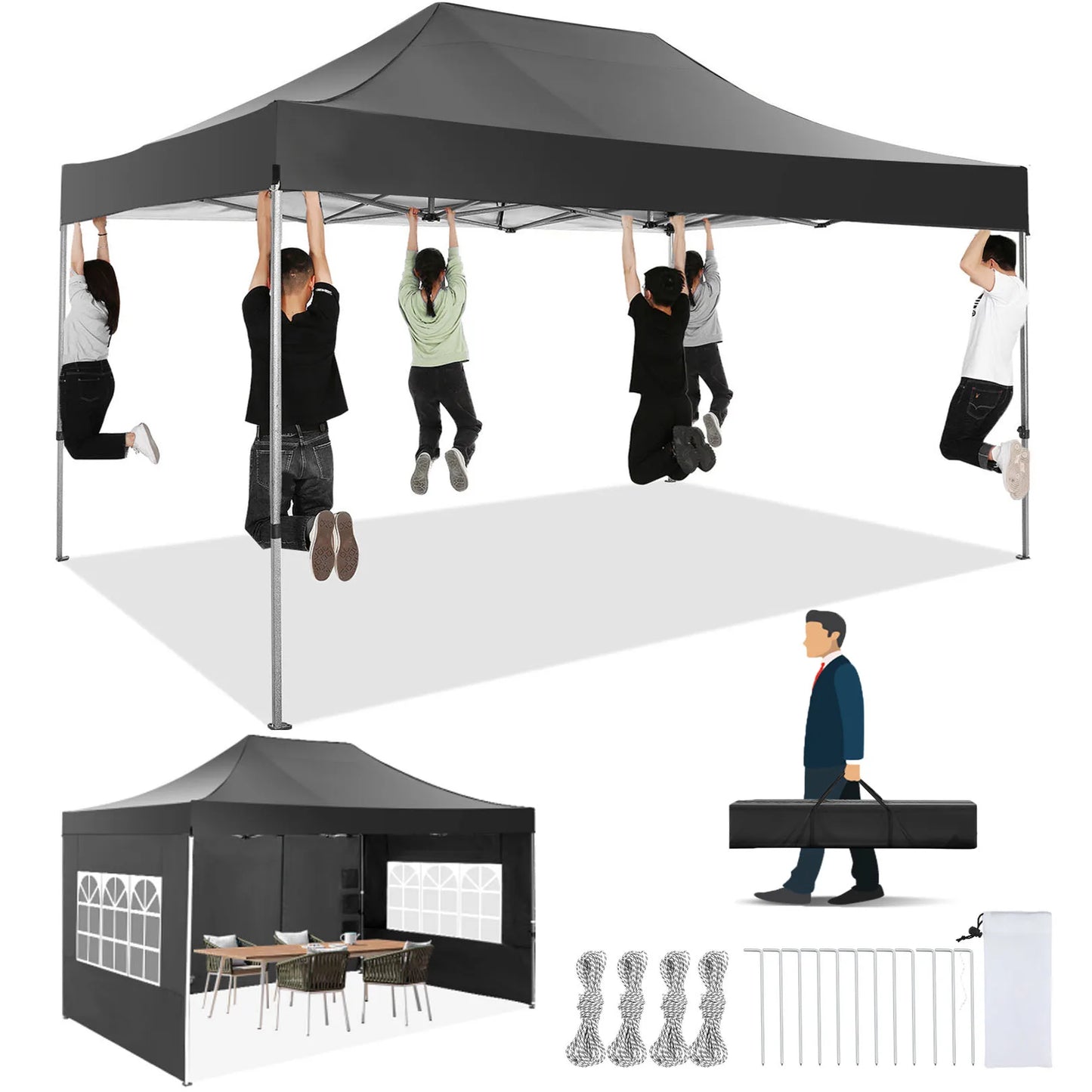 Heavy Duty Pop Up Canopy Tent with Sidewalls for Events