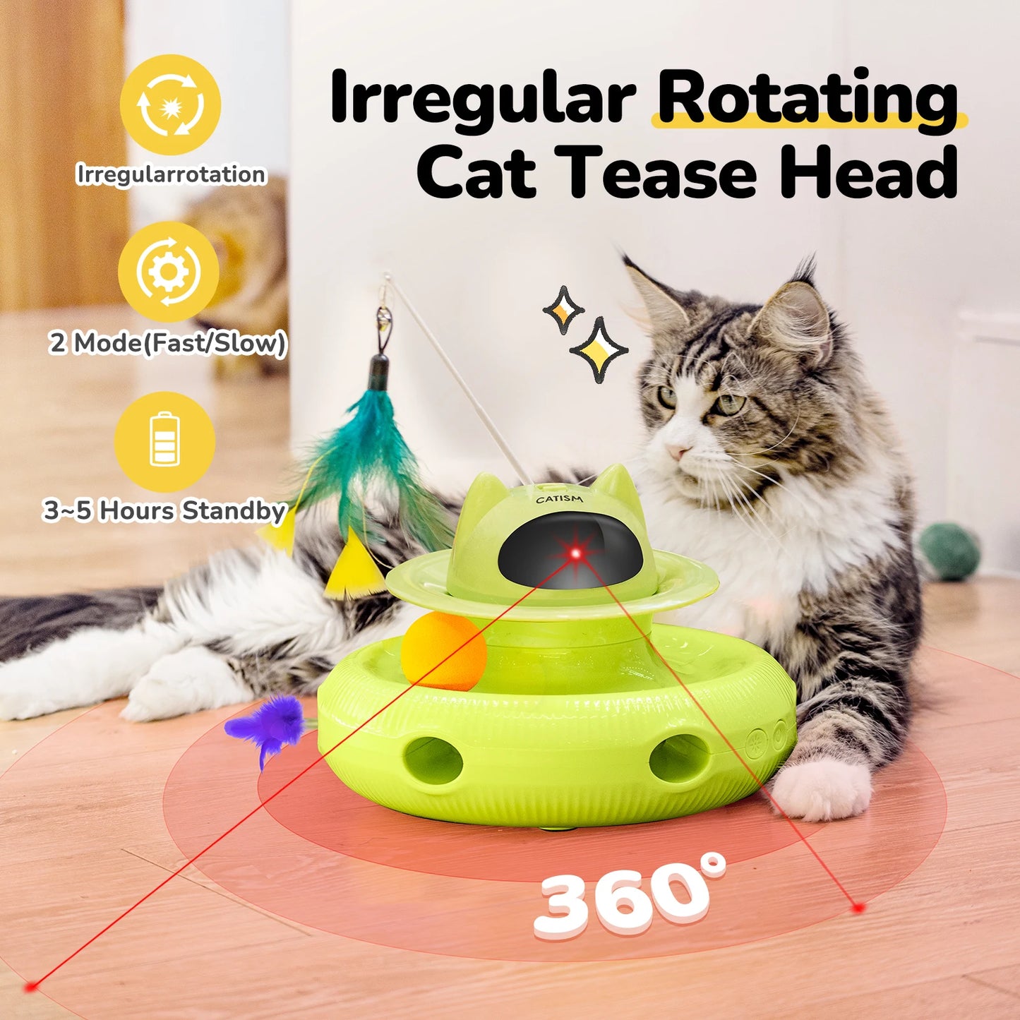 KM25 Magic Box Cat Teaser,  Yellow-green