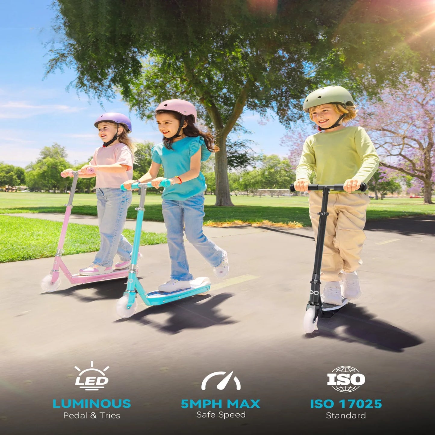 Kids Electric Scooter With LED Wheels And Adjustable Height
