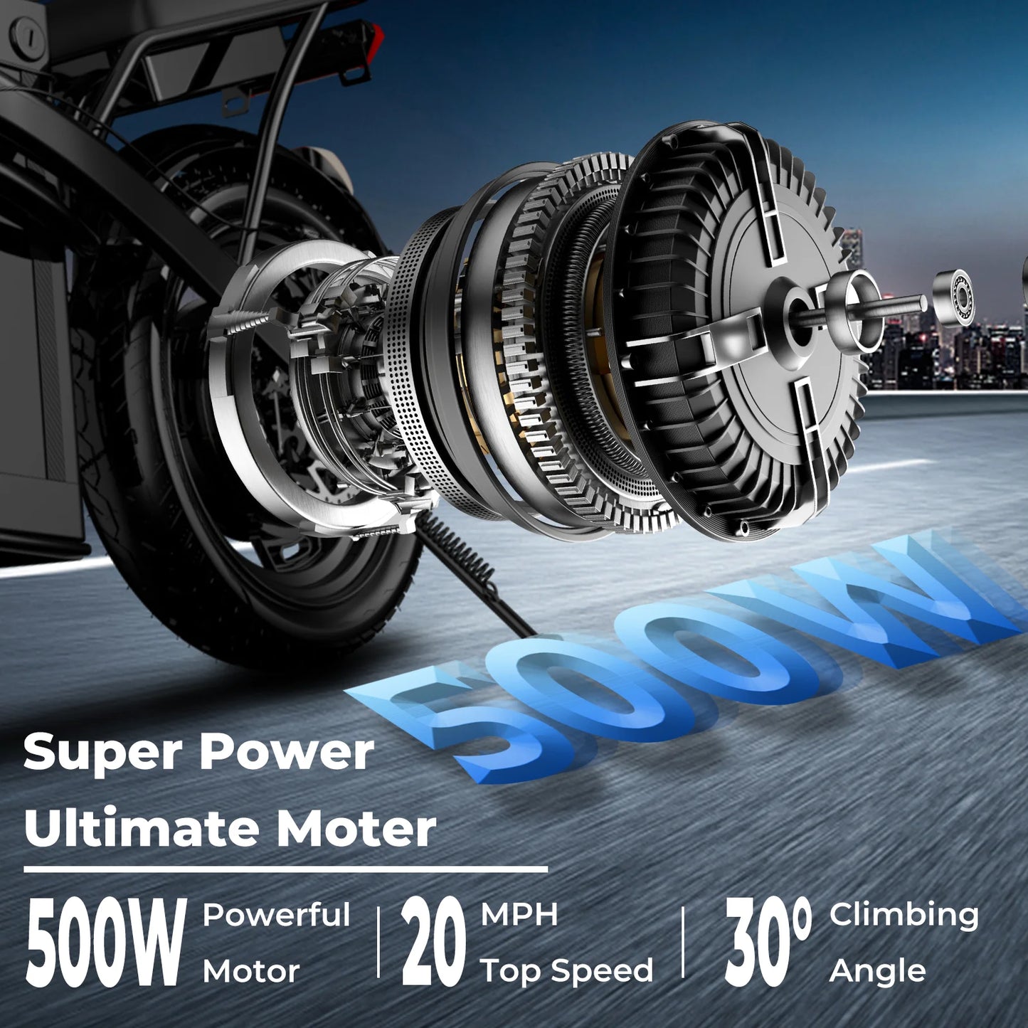 Lelekuai 500W Folding Electric Bike Removable Battery