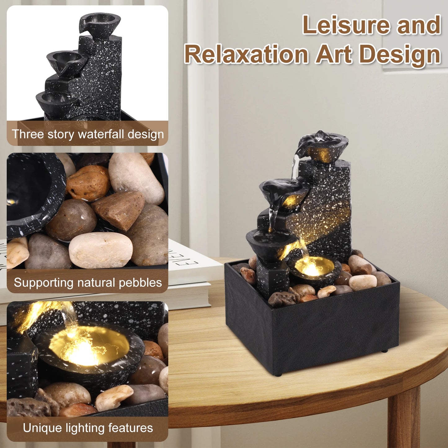 Art Waterfall Fountain Desktop Ornament For Living Room
