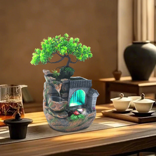 Miniature Mountain Waterfall Bonsai for Tranquil Home Atmosphere