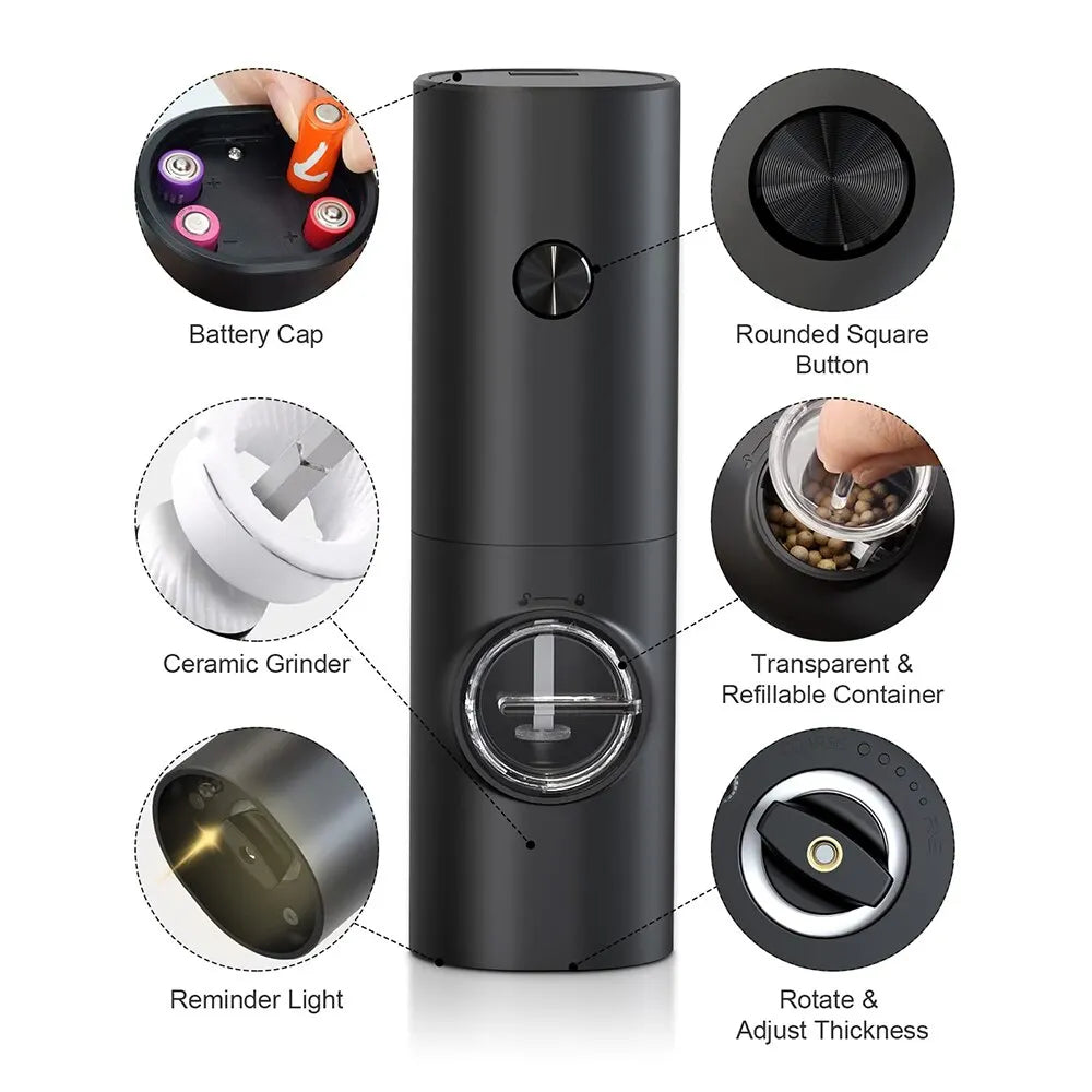 2Pcs  Salt And Pepper Grinder With Adjustable Coarseness Refillable