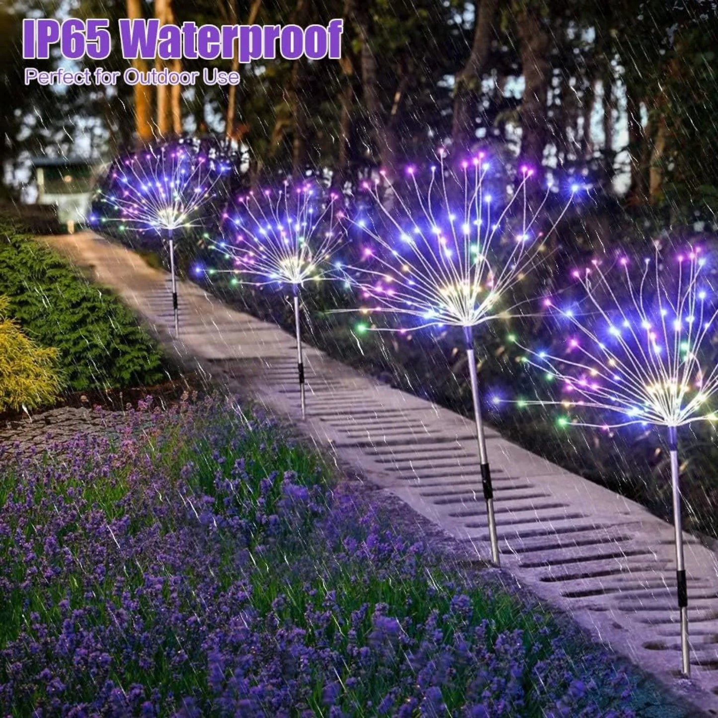Solar Firework String Lights for Outdoor Christmas Party Decor