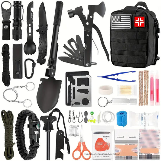 Multifunctional Camping Survival Tool Set and First Aid Kit