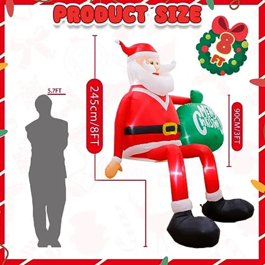 Seasonal Outdoor Santa Inflatable Decoration With Brilliant LED Illumination Christmas
