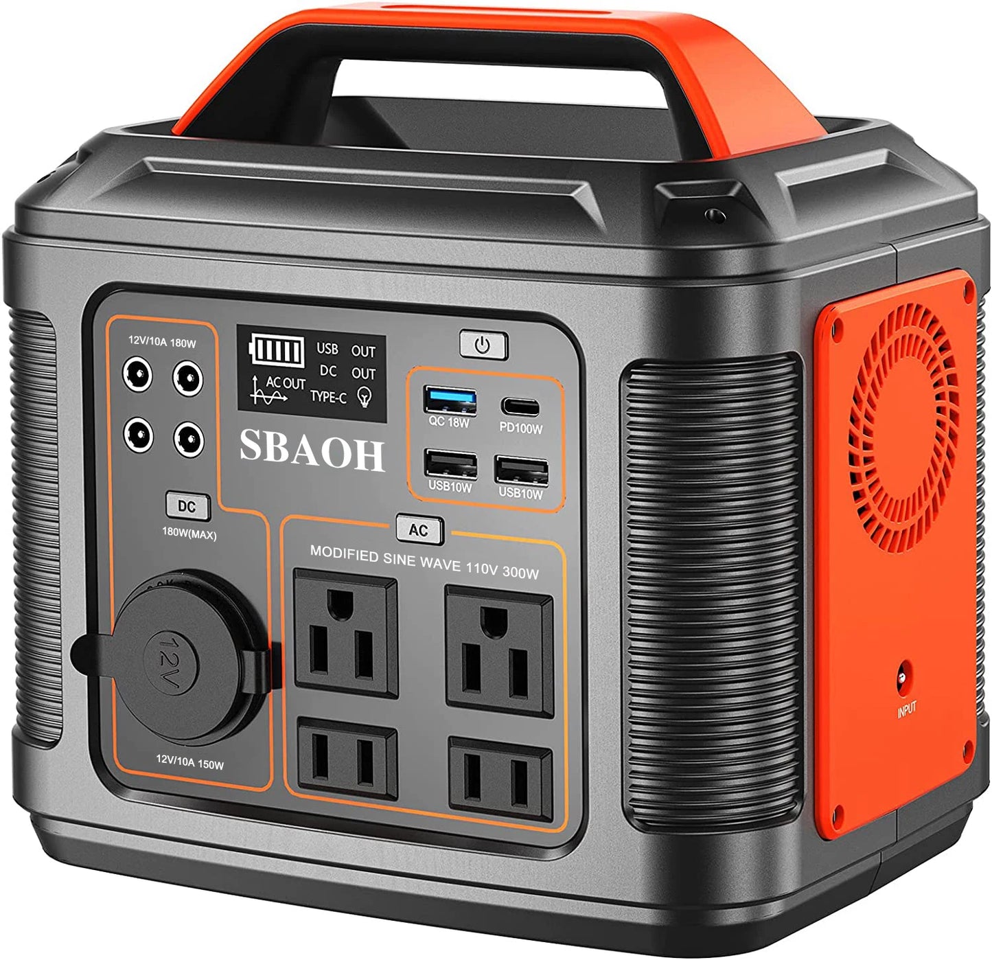 Portable Power Station 300W 296Wh Solar Generator Quick Charge 110V AC Outlets DC Ports and LED Flashlight