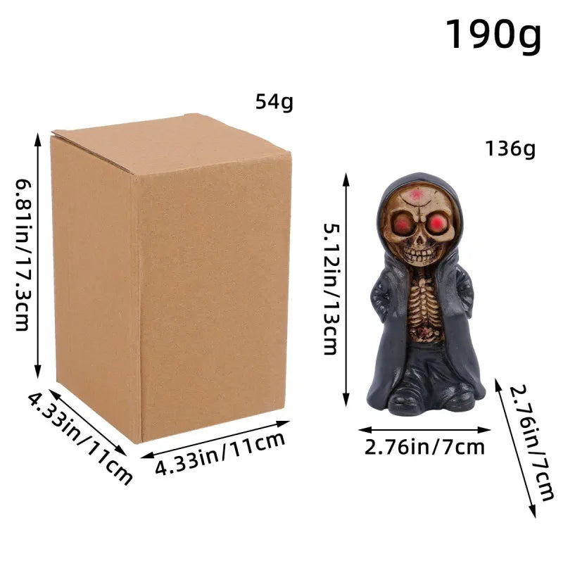 Halloween Skeleton Figurine Resin Statue Cape Decor