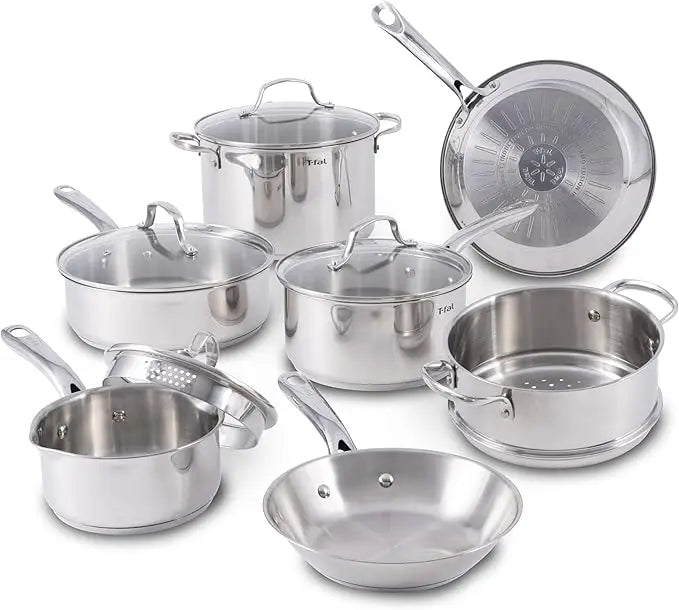 T-fal Gourmet Stainless Steel Cookware Set for Versatile Cooking