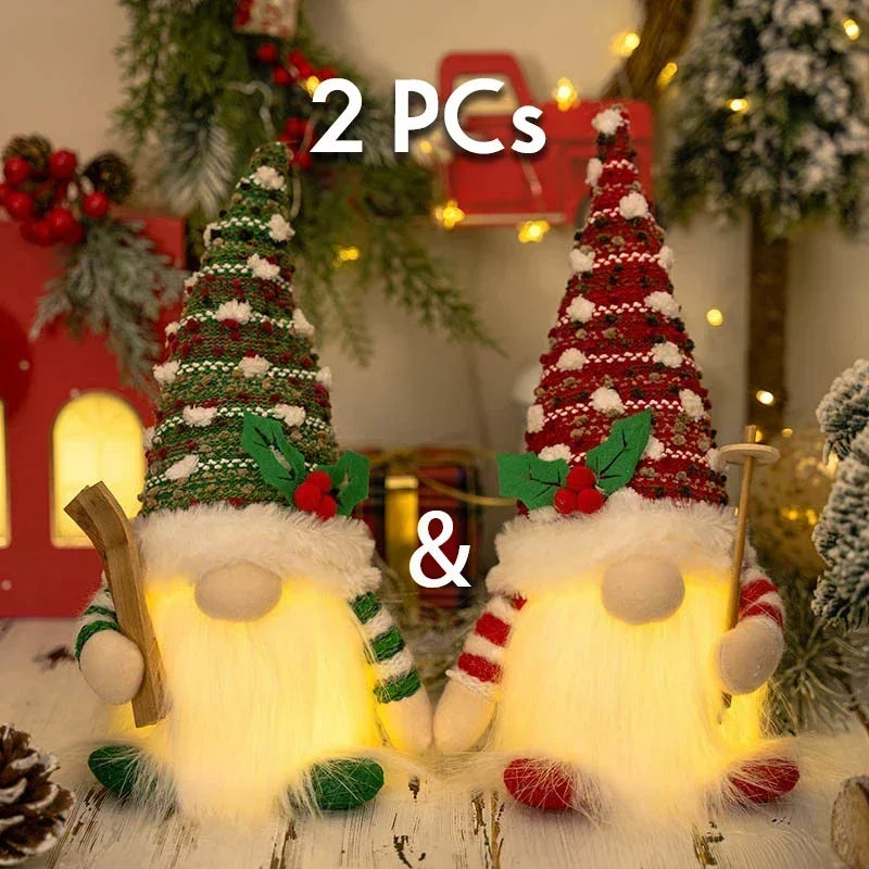 Exquisitely Luxurious Glowing Handcrafted Gnome Ornament With UltraBright LEDs Decor
