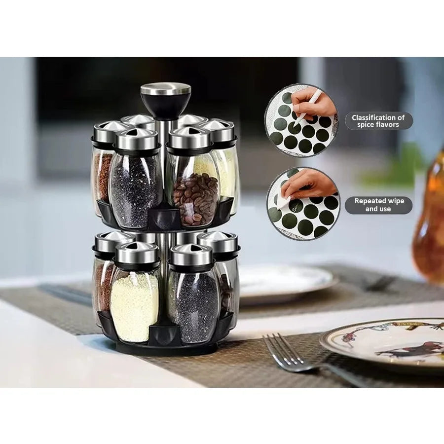 Revolving Spice Rack Organizer Set for Kitchen Storage