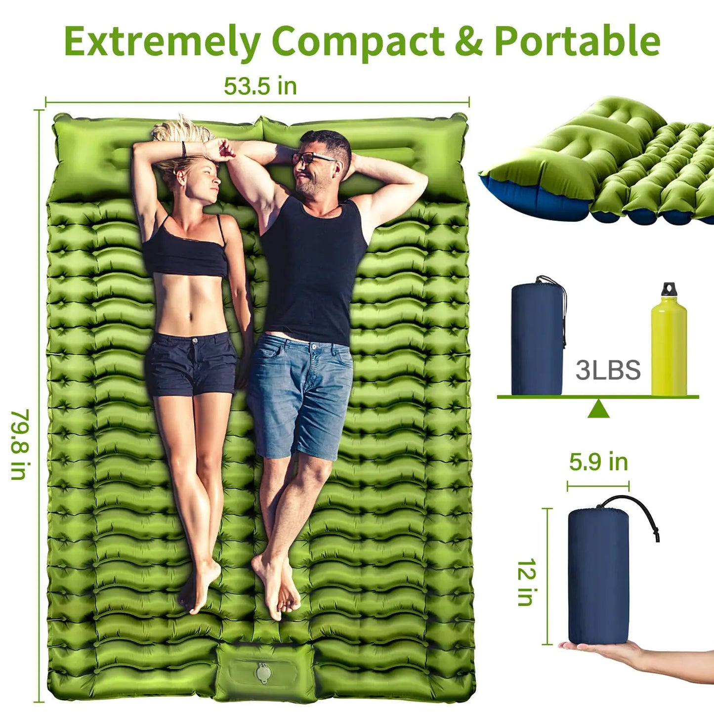 WestTune Double Sleeping Pad With Built In Pillow Pump
