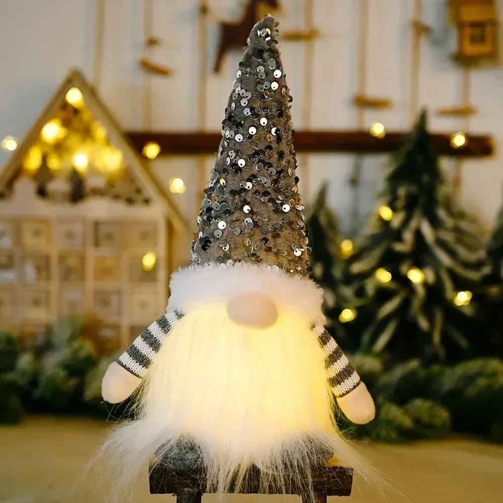 Exquisitely Luxurious Glowing Handcrafted Gnome Ornament With UltraBright LEDs Decor