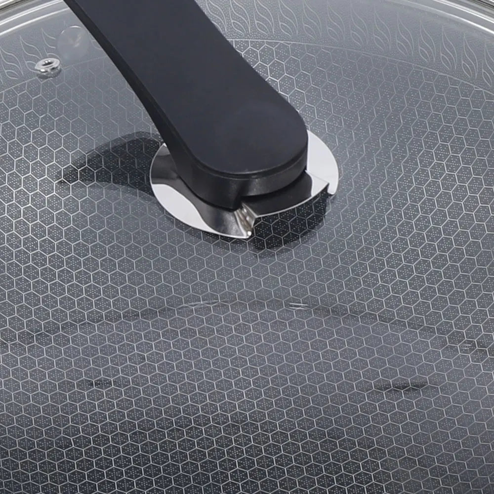 Stainless Steel Non Stick Honeycomb Wok with Glass Lid