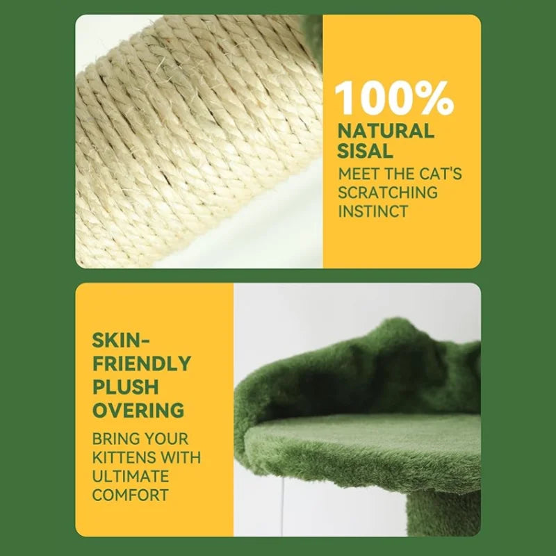 Indoor Cat Tree Tower With Scratching Board And Perch