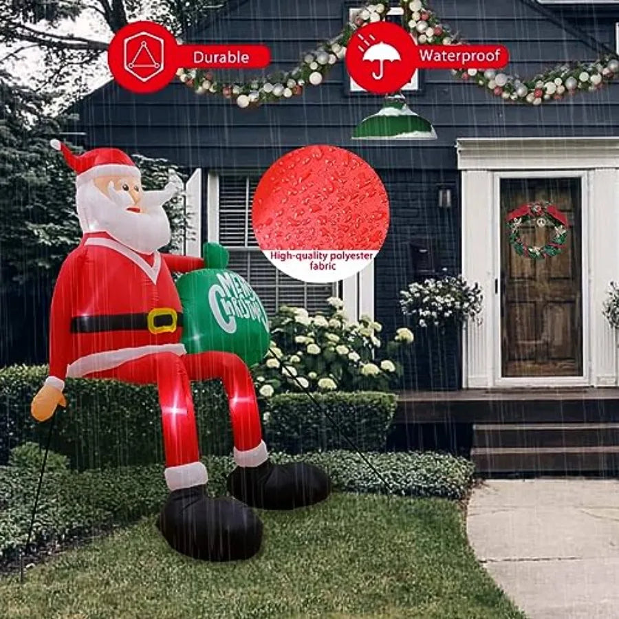 Seasonal Outdoor Santa Inflatable Decoration With Brilliant LED Illumination Christmas
