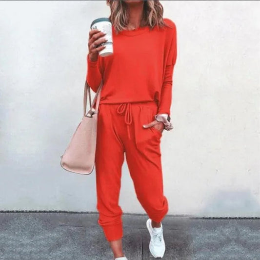 Two-piece Spring and Autumn Women's Fashion Loose Solid Color