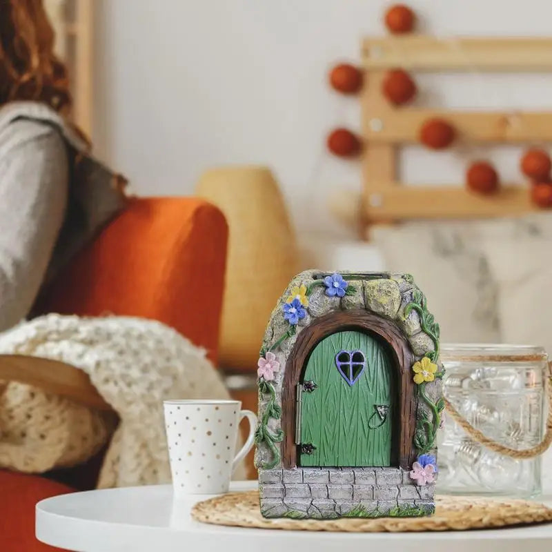 Garden Fairy Door Statue Solar Garden Statue Outdoor Fairy Gate