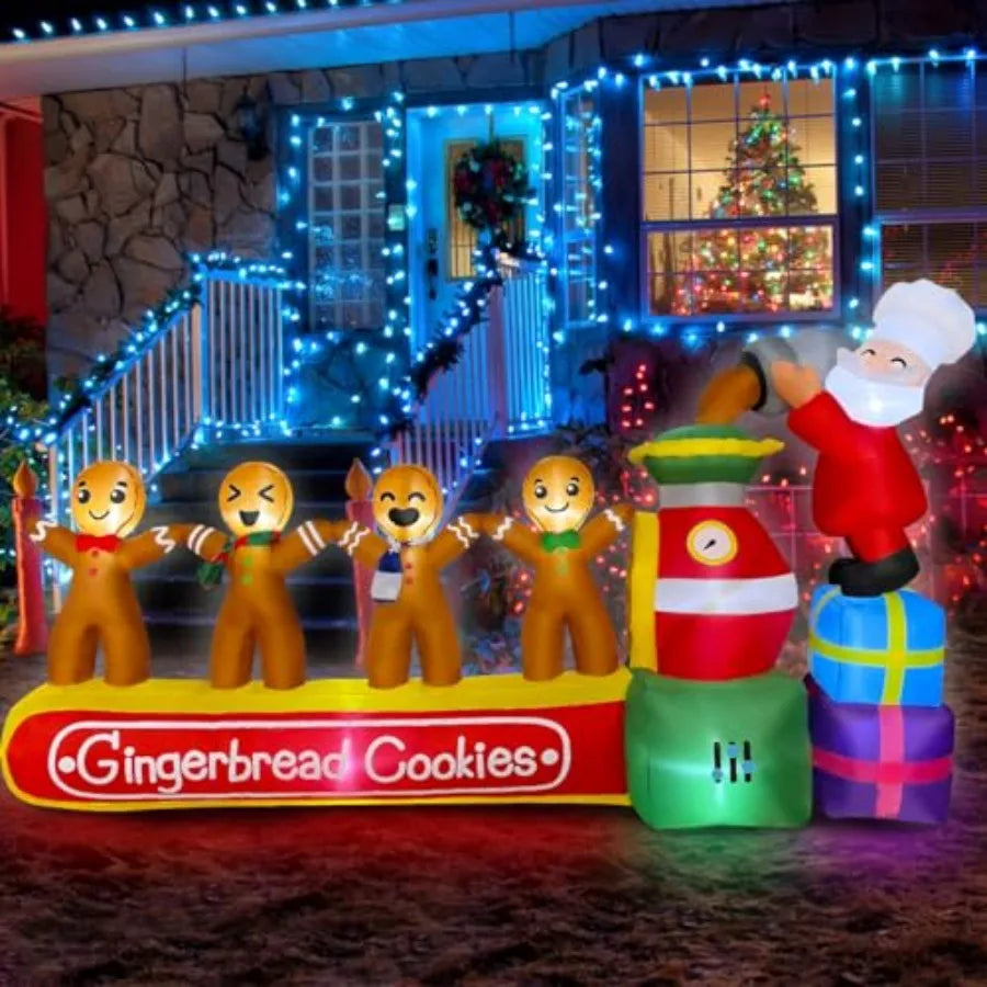 Inflatable Christmas Gingerbread Cookies Decoration With LED Lights