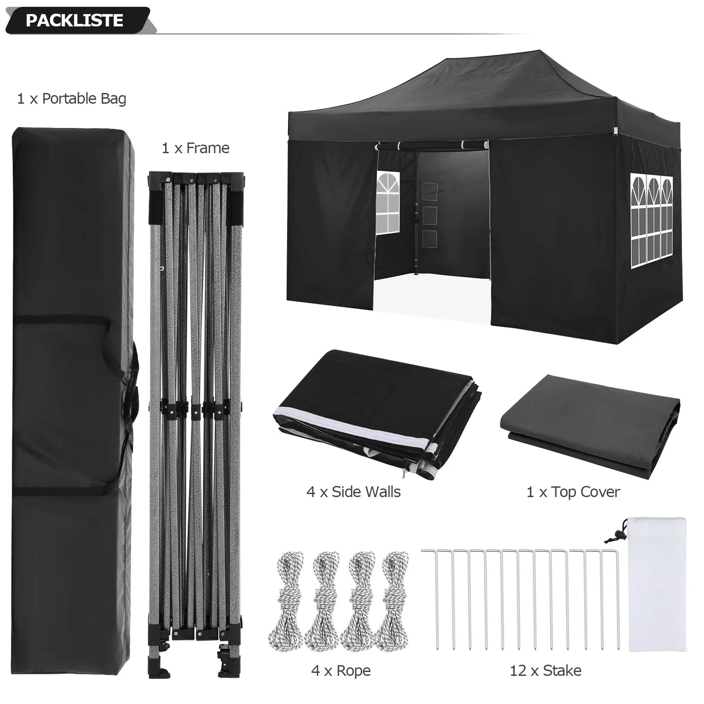 Heavy Duty Pop Up Canopy Tent with Sidewalls for Events