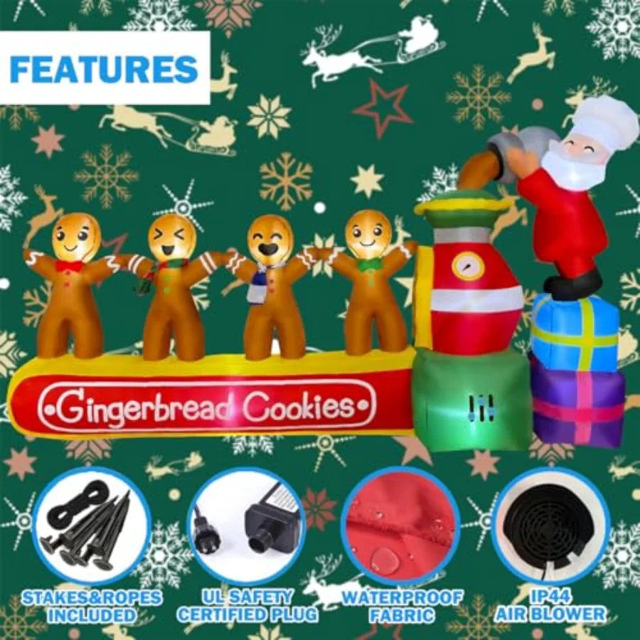 Inflatable Christmas Gingerbread Cookies Decoration With LED Lights