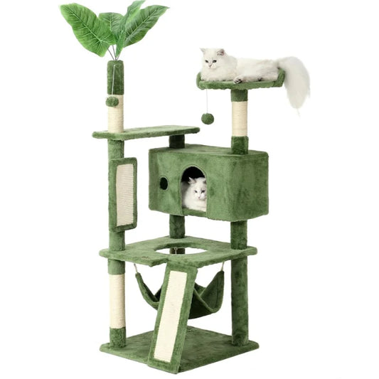 Indoor Cat Tree Tower With Scratching Board And Perch