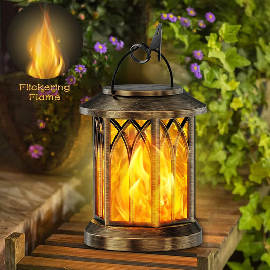 Upgraded Solar Lanterns with Flickering Flame for Outdoor Ambiance