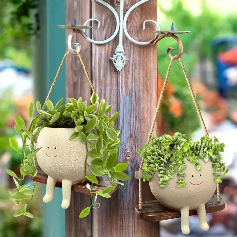 Plant Hanger Baskets Lovely Swing Face Planter Pot Decor
