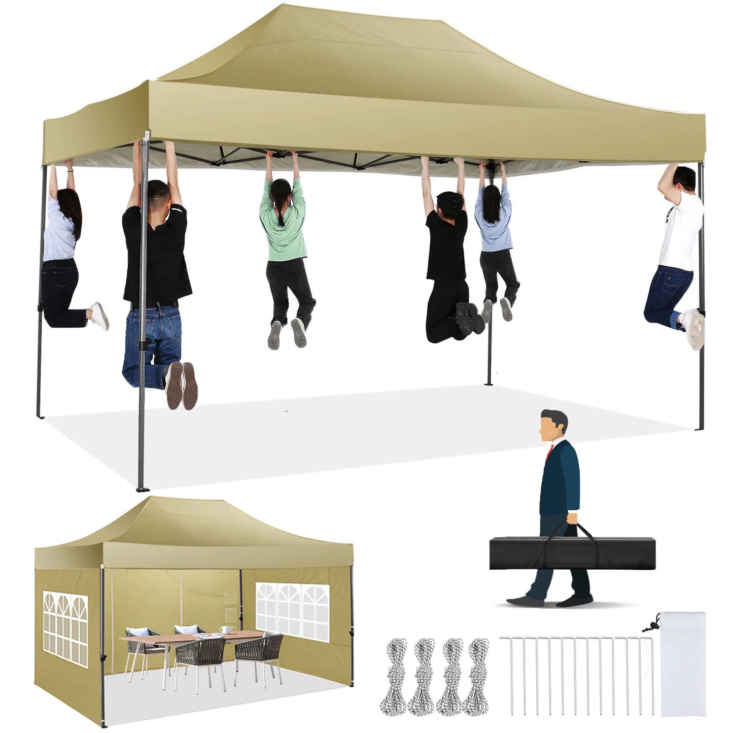 Heavy Duty Pop Up Canopy Tent with Sidewalls for Events