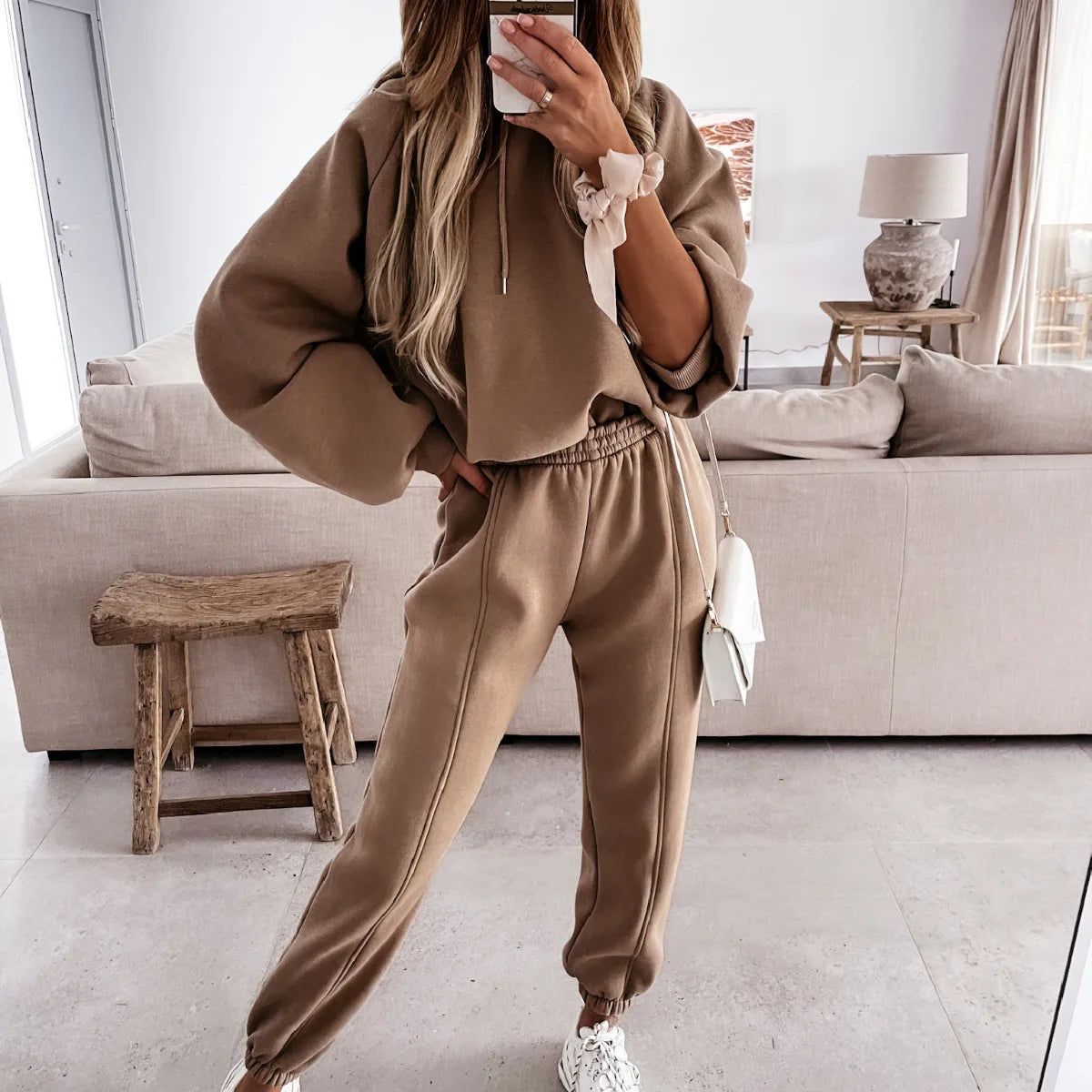 Two Piece Set Casual Fleece Tracksuit Women's Sets Long Sleeve Hoodie