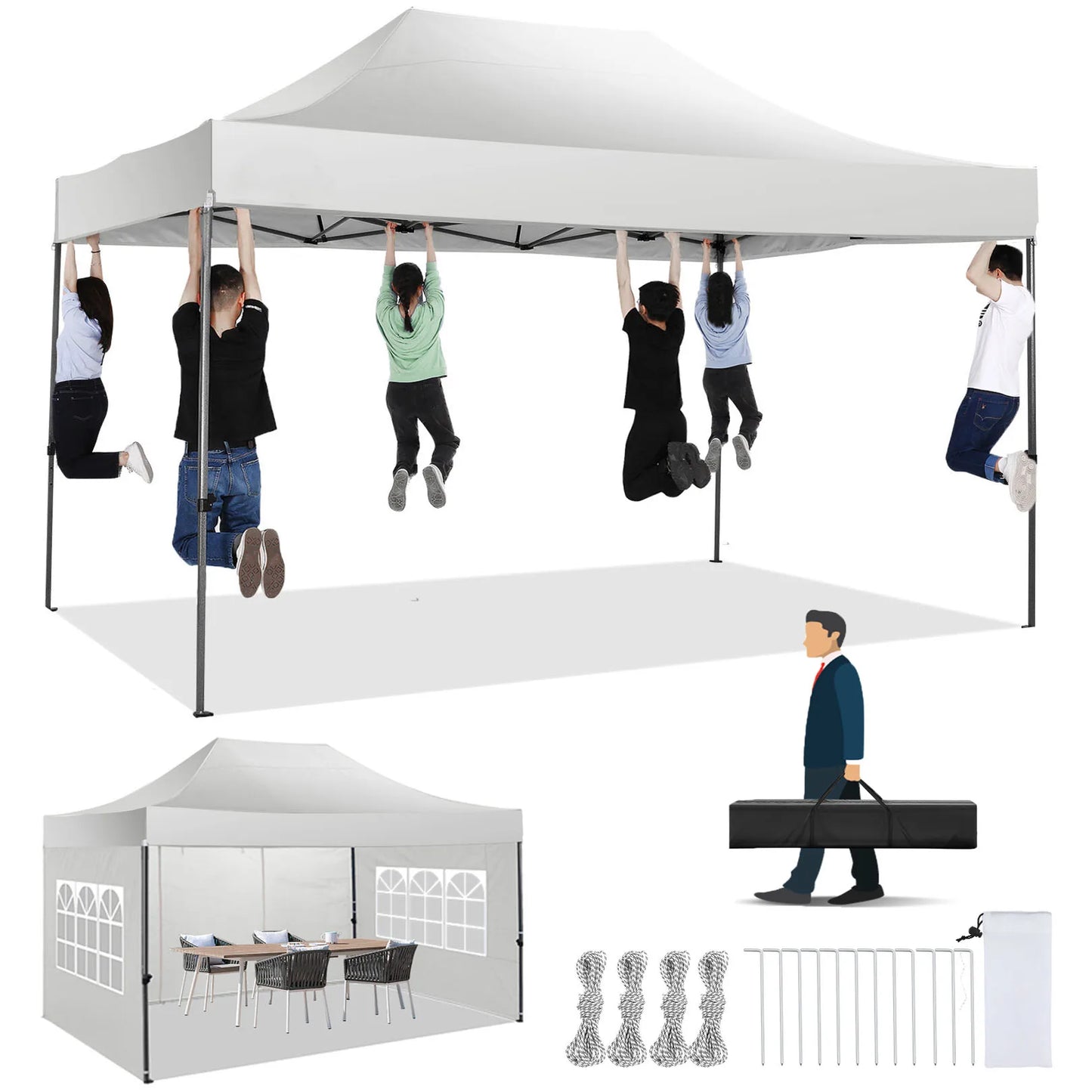 Heavy Duty Pop Up Canopy Tent with Sidewalls for Events