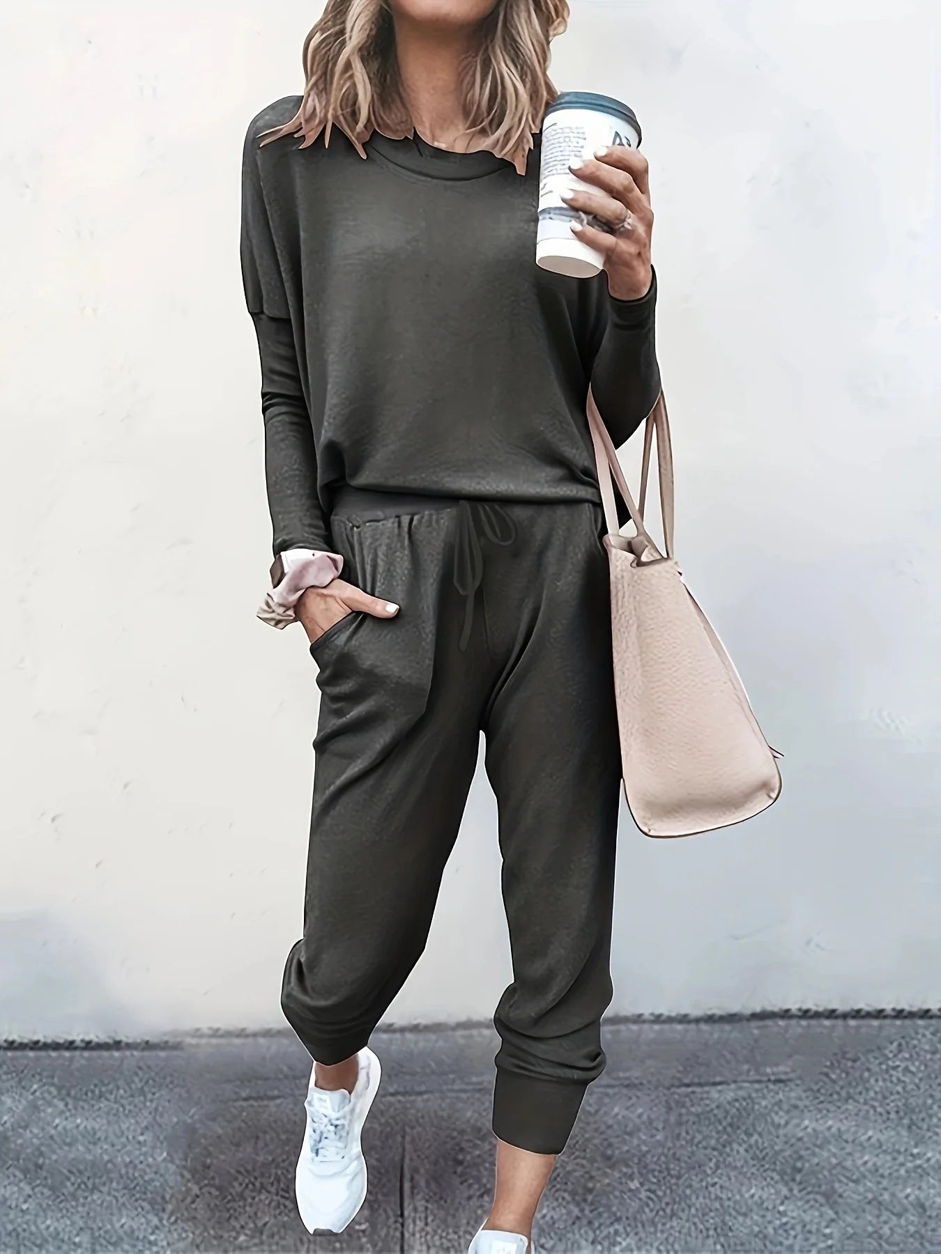 Two-piece Spring and Autumn Women's Fashion Loose Solid Color